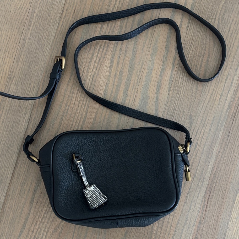 J. Crew Black Crossbody Bag with Gold Accents